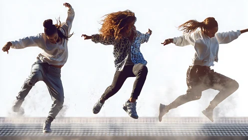 Streetlight gravity rebels freeze midair in dusty rhythm storm.