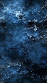 Midnight nebula tides swirl in icy, electric blue silence.
