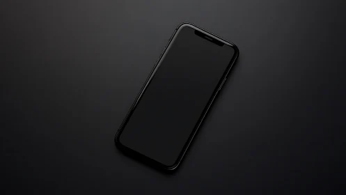 Black Smartphone Against Dark Background. Sleek Display.