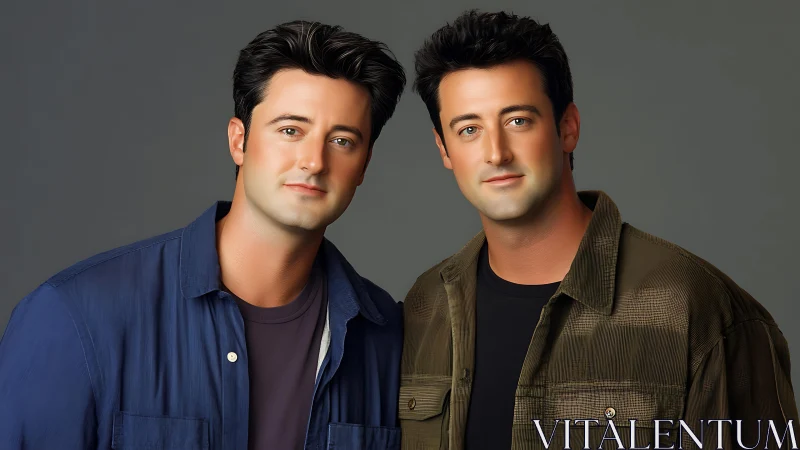 Warm portrait of two close friends standing side by side.