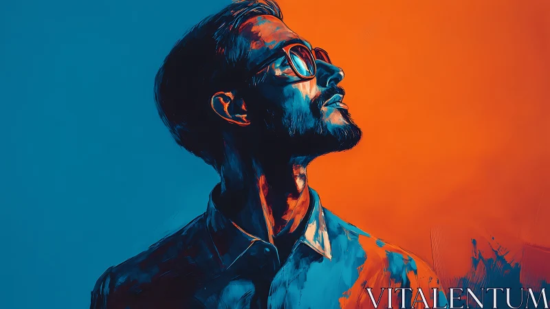 Bichromatic digital portrait with high contrast rim lighting.