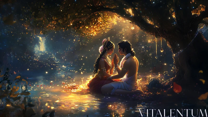 Luminescent Whispers in Stone: Love Beneath Golden Caverns