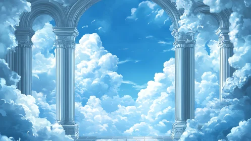 Sunlit marble arches rise into a tranquil cloud kingdom