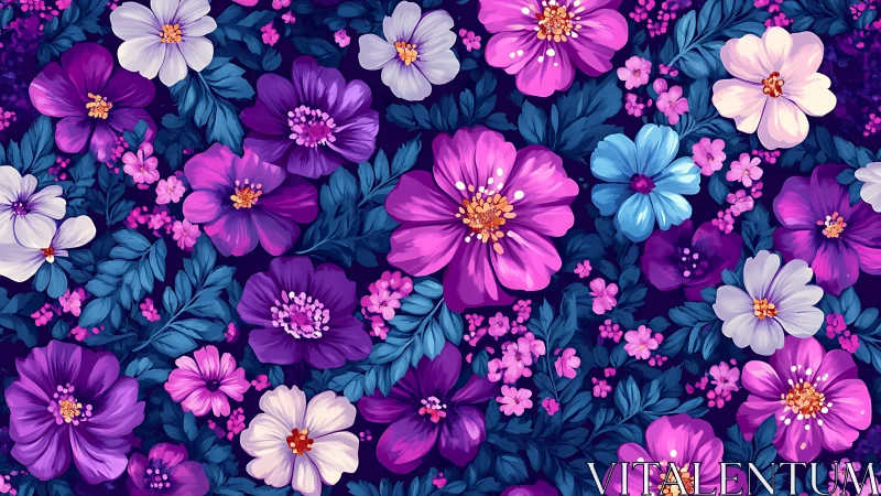 Midnight Garden Symphony: Neon Petals Bloom Eternal.