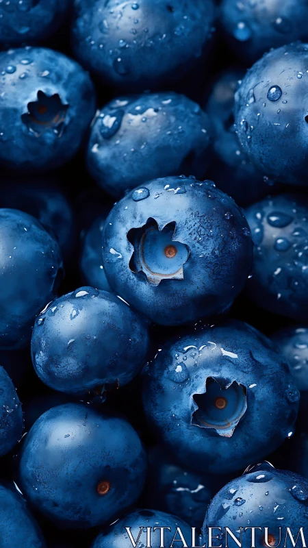 Macro view captures fresh blueberries with cool highlights