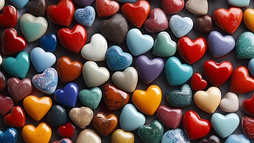 Ceramic Heart Collection: Densely Arranged Still Life.