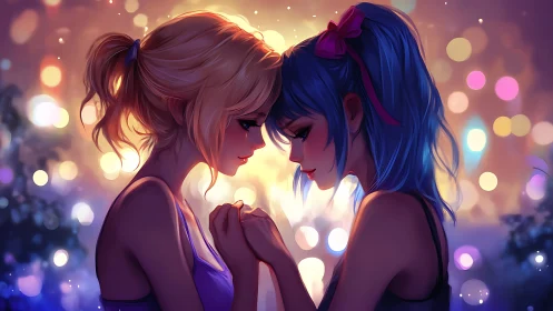 Softly glowing moment shows two girls sharing quiet support