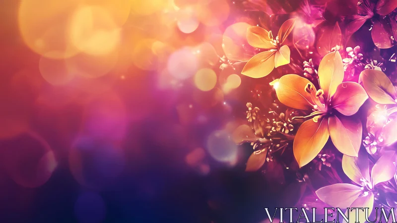 Luminous Gradient Floral Composition with Soft Bokeh.