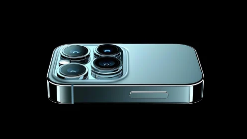 Sleek smartphone with triple camera lenses, modern digital art style.