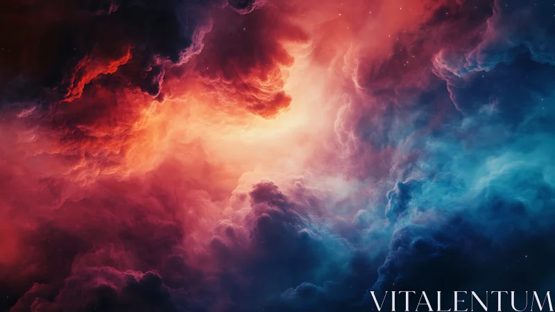 Colorful interstellar nebula cloud with contrasting gas fields.