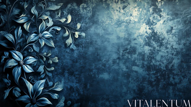 Midnight florals unfold against a moody blue dreamscape.