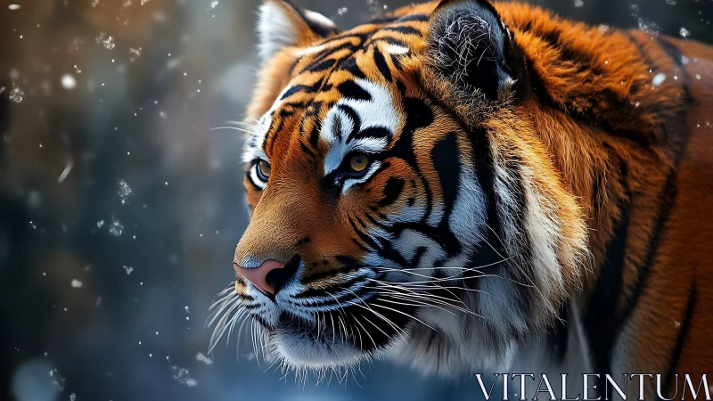 Snowlit tiger portrait renders hyper-detailed winter fur