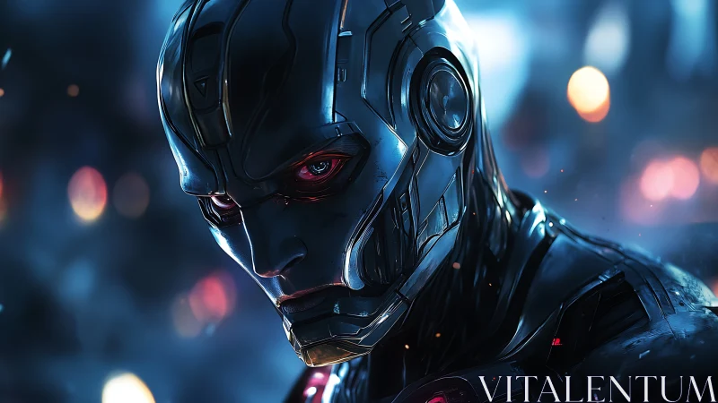 Midnight war machine glares through neon-scorched fog.