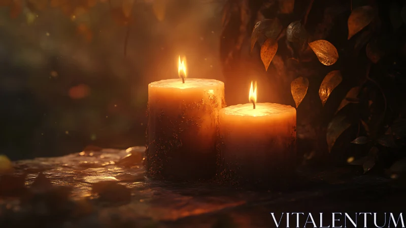 Candlelit Reverie: Twin Flames Dance Through Autumn's Golden Veil.