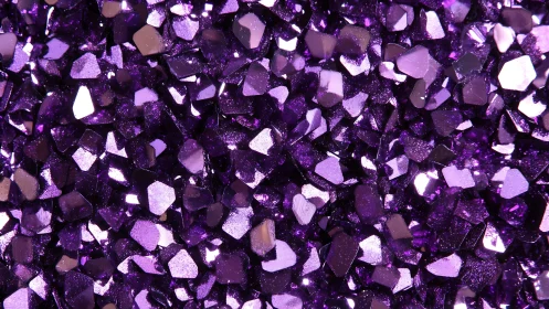 Macro closeup of faceted violet metallic glitter fragments