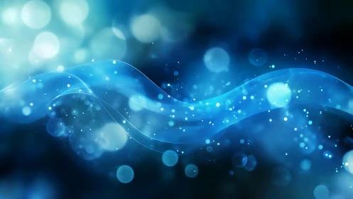 Digital blue light wave abstraction with bokeh layering.