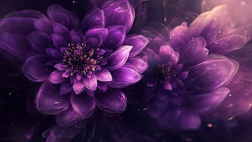 Radiant Purple Blooms Dance in Ethereal Light.