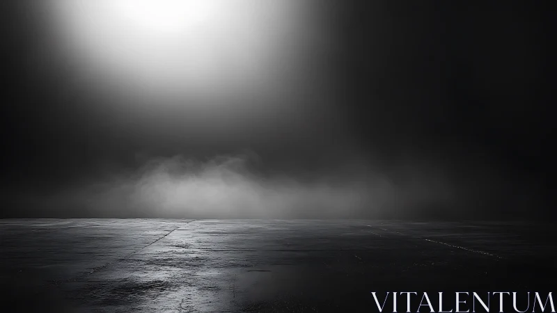 Directional spotlight illuminates textured wet concrete floor plane