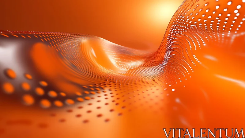 Abstract orange wave with dotted pattern in digital 3D style.