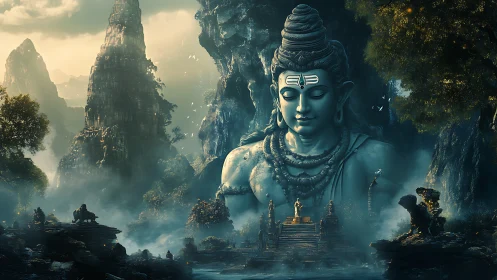 Majestic Shiva statue rises in mystical mountain sanctuary
