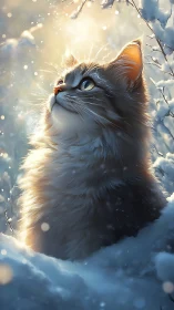 Majestic Cat Basking in Winter Sunlight