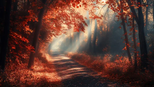 Crimson Cathedral: Autumn's Luminous Passage.