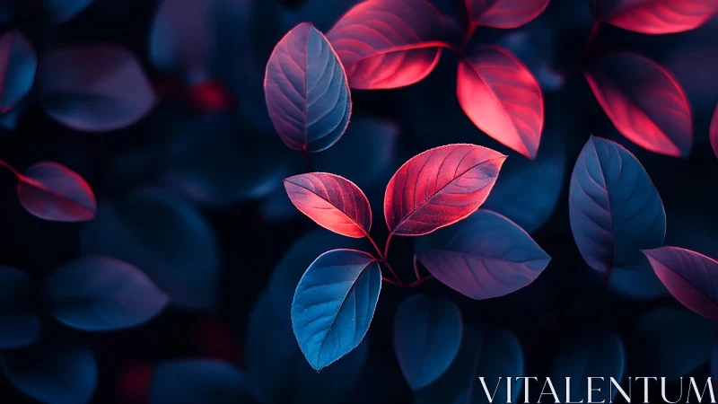 Neon bicolor foliage under moody low key cinematic lighting
