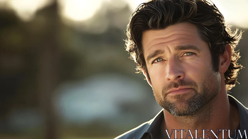 Warm backlit male portrait with shallow depth of field rendering