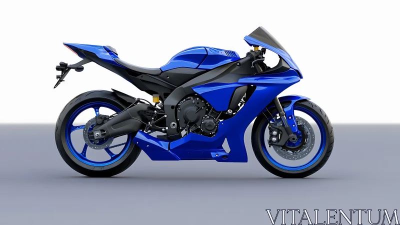 Electric blue sport motorcycle side-profile studio render.