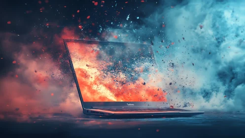 Laptop portal erupts as digital firestorms shatter reality