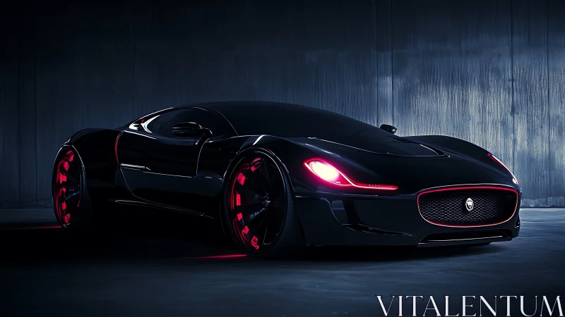 Dark performance coupe is parked in controlled studio lighting