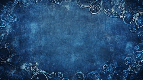 Blue textured background with ornate decorative border frame.