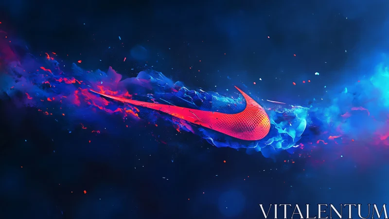 Flaming swoosh comet carving through neon cosmic clouds.