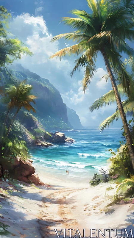 Tropical Paradise Beach Hidden Among Cliffs.