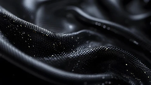 Luxurious Black Silk Fabric Texture with Subtle Golden Accents.