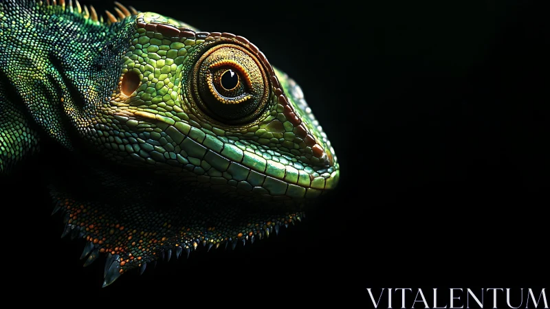 Macro side profile shows detailed reptile head in shadow