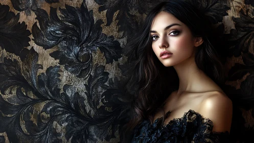 Velvet shadows and quiet grace beside dark florals.