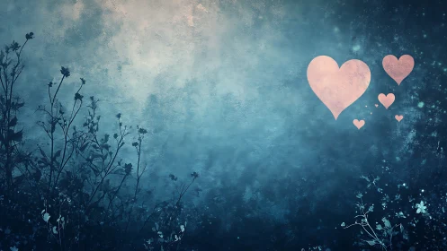 Hearts float through dreamy gardens with celestial magic