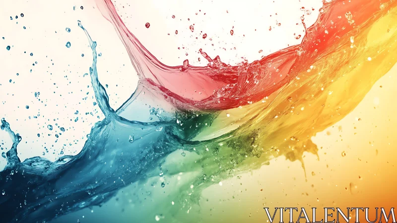 Color-splashed water waves catching light in midair.