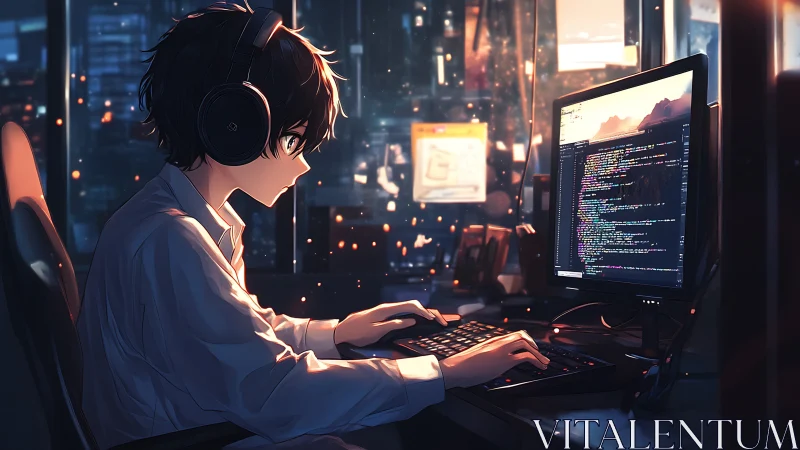 Midnight coder bends neon syntax into quiet constellations