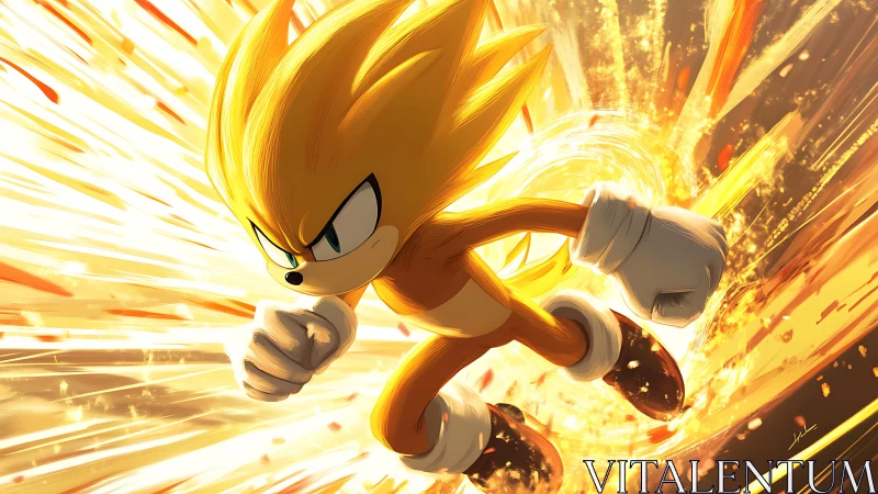 Golden speed hero races forward in a blazing energy rush