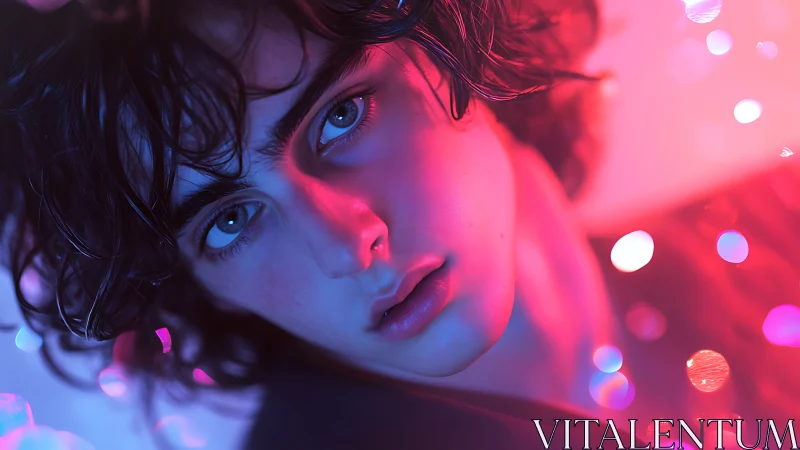 Neon drenched gaze of a dreamy nightshift wanderer.