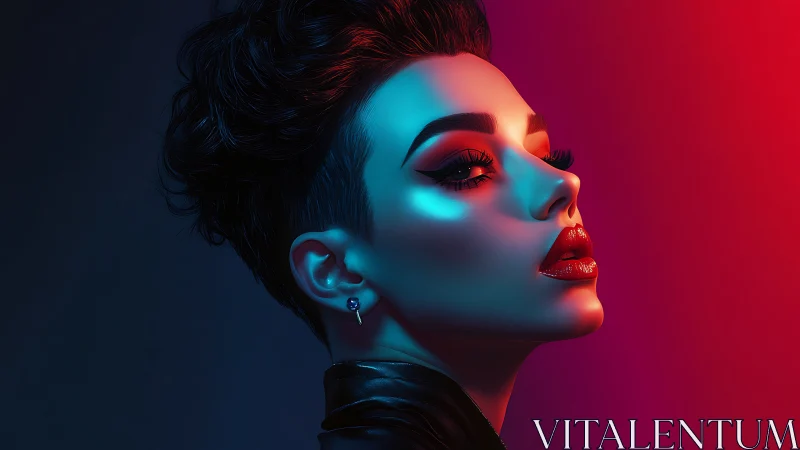 Neon lit portrait celebrates bold beauty and confident style
