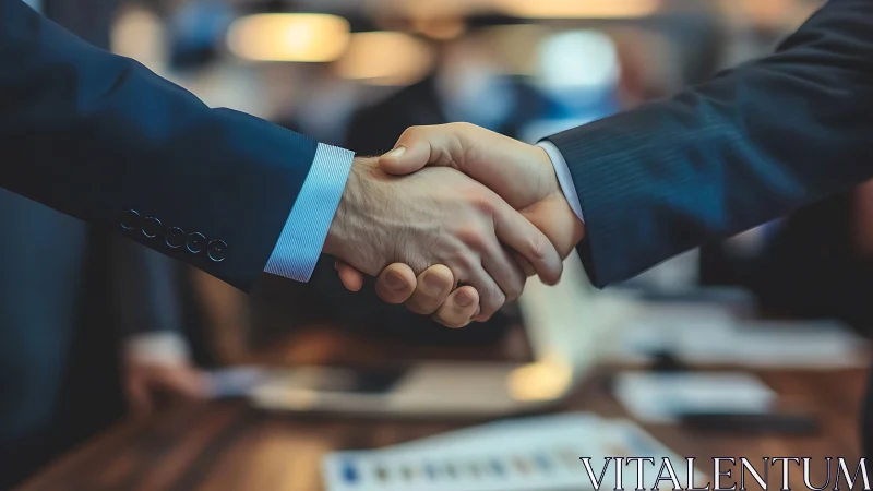 Executive Handshake Agreement in Professional Corporate Setting.