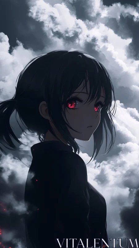 Backlit anime portrait with stormcloud chiaroscuro composition.