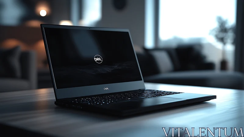 Sleek laptop resting in a calm, softly lit modern workspace.