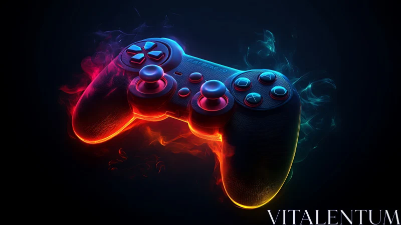 Bioluminescent Gaming Controller with Neon Thermal Gradient.