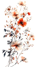 Watercolor Cosmos Flowers in Warm Earth Tones.