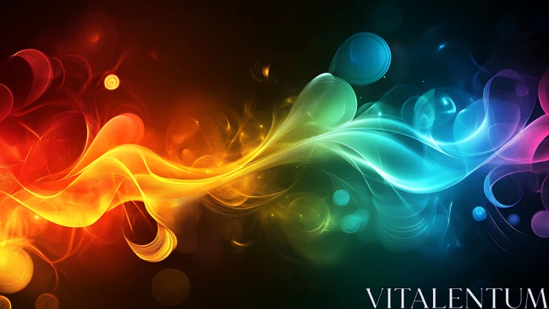 Chromatic energy ribbons weave a luminous spectral river.