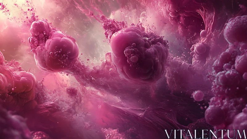 Crimson nebula clouds swirl through luminous cosmic fluid.